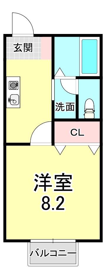 上萱の園(1K/1階)の間取り写真