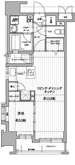 アクタス博多アネックス(1LDK/10階)の間取り写真