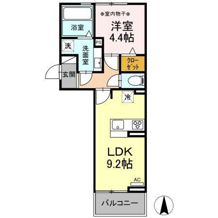 カサグランデ松下(1LDK/2階)の間取り写真