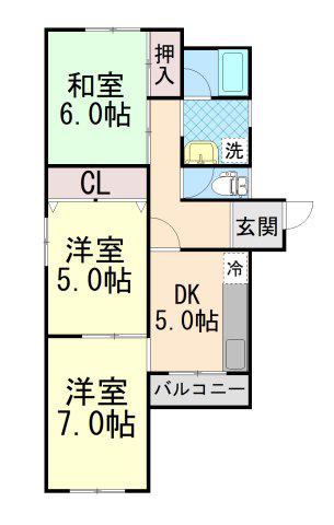 メゾンミヤマエ(3DK/3階)の間取り写真