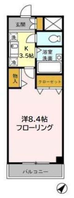 コアロード春日(1K/3階)の間取り写真