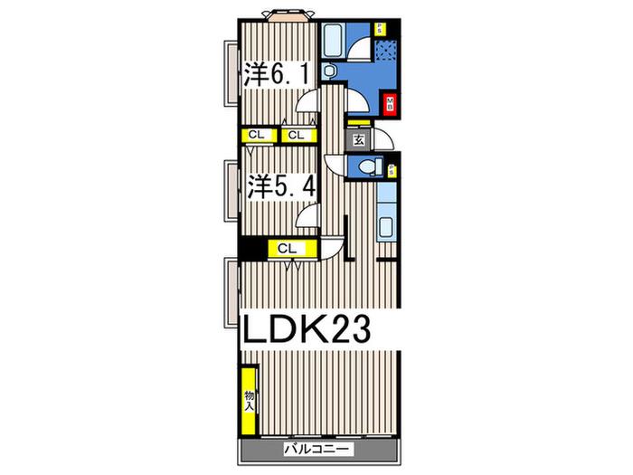 グランドエンブレム横浜(2LDK/3階)の間取り写真