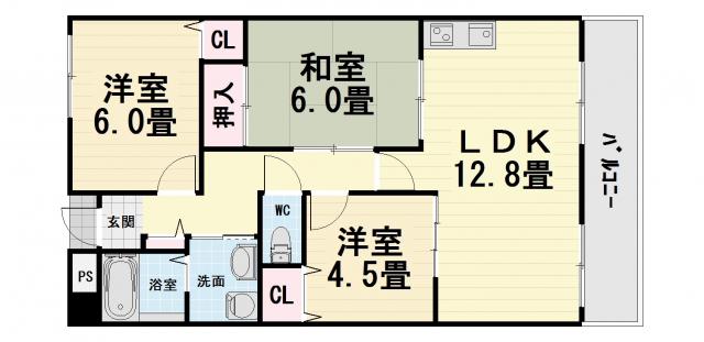 アベニール羽衣(3LDK/2階)の間取り写真