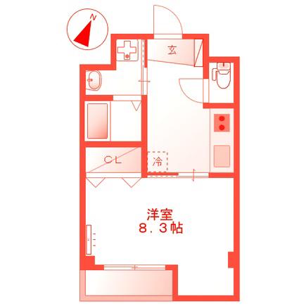 リベル横浜(1K/2階)の間取り写真