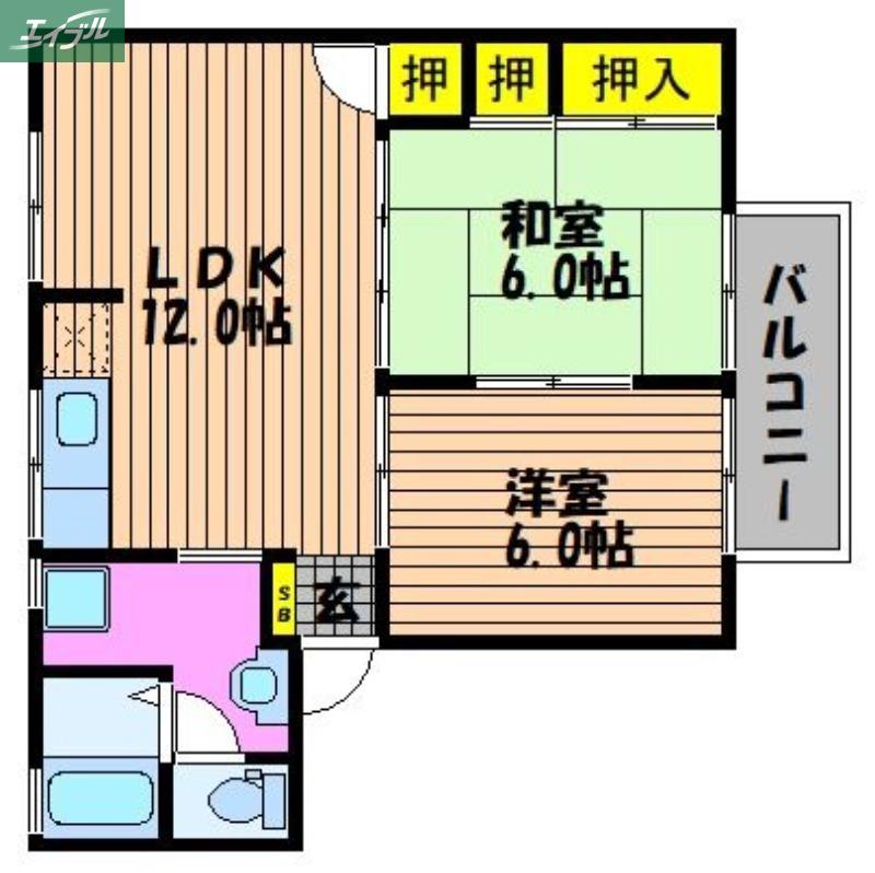 サンドミール(2LDK/2階)の間取り写真