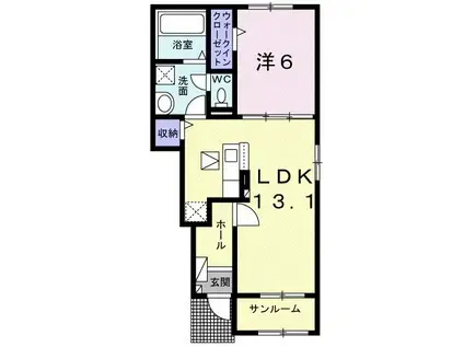 東風レジデンス A(1LDK/1階)の間取り写真