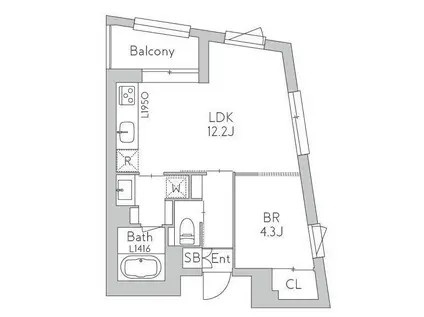 GRANDUO世田谷17(1LDK/4階)の間取り写真