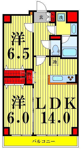 スカイグランデ千住(2LDK/6階)の間取り写真