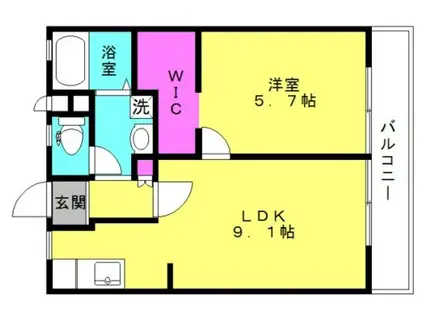 グリーンハイツ(1LDK/2階)の間取り写真
