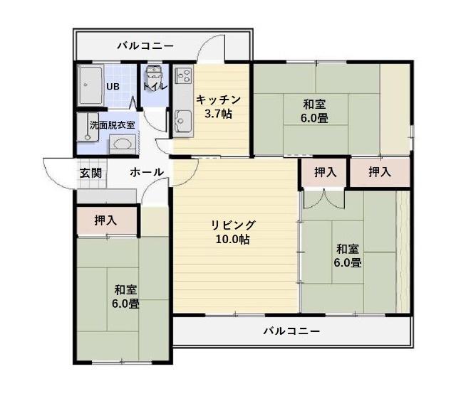 テレパレス旭南(3LDK/3階)の間取り写真