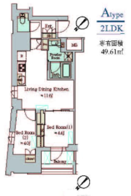 BRILLIA IST 墨田曳舟(2LDK/6階)の間取り写真