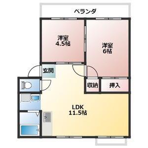 アーバン石田(2LDK/2階)の間取り写真