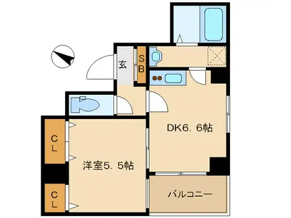 ハニーサックル(1DK/2階)の間取り写真