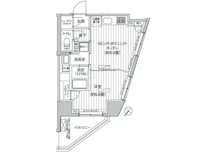 ヒューリックレジデンス駒込(1LDK/12階)の間取り写真
