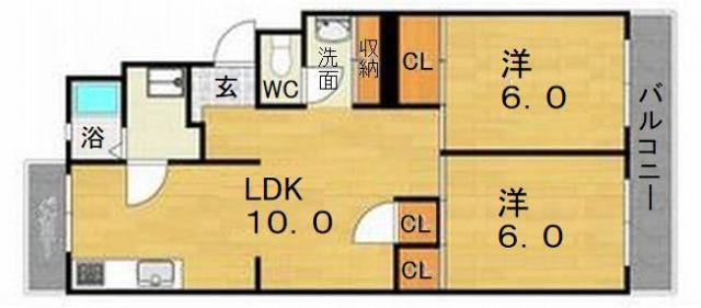 安田マンション(2LDK/2階)の間取り写真