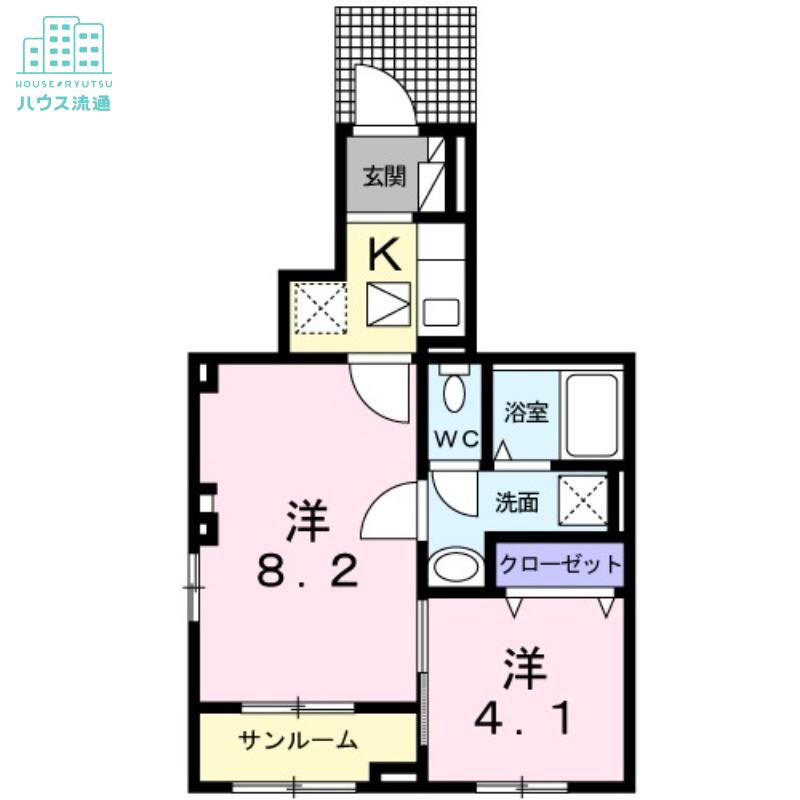 リーディング ユー(1SK/1階)の間取り写真