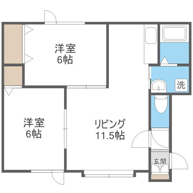 メゾン草笛(2LDK/2階)の間取り写真