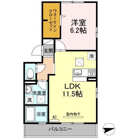 アンベル新山口(1LDK/1階)の間取り写真