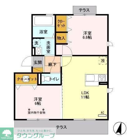 GRACEI(2LDK/1階)の間取り写真