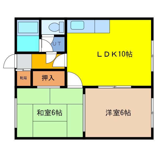 ソラーレ信濃(2LDK/2階)の間取り写真