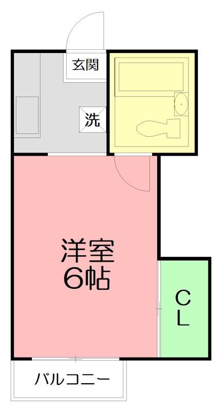 湘南スカイハイム(1K/2階)の間取り写真