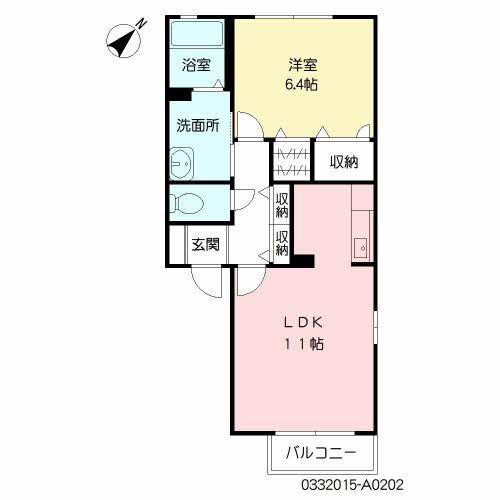 ディアスYOU(1LDK/2階)の間取り写真
