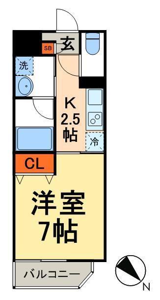 G-ハイム柳橋(1K/3階)の間取り写真