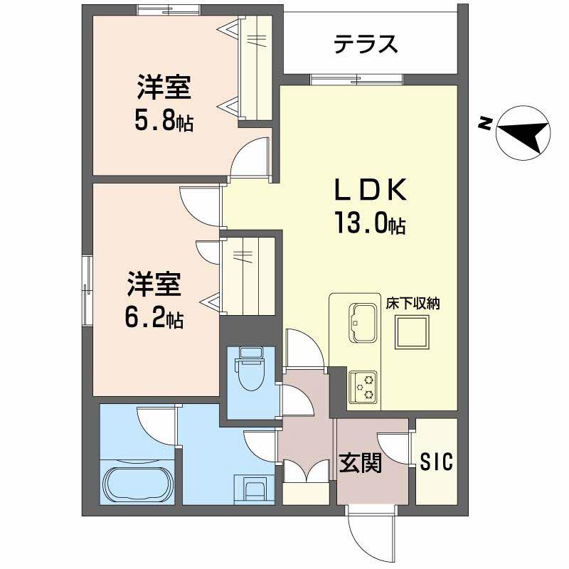 シャーメゾン ル リアン(2LDK/1階)の間取り写真