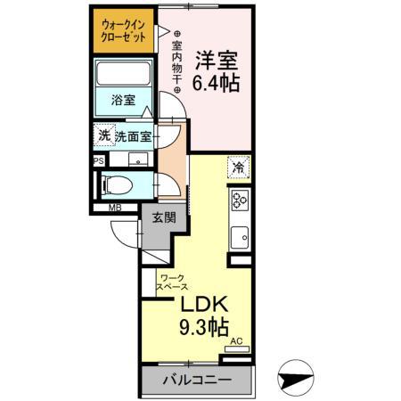 LIEN(1LDK/3階)の間取り写真