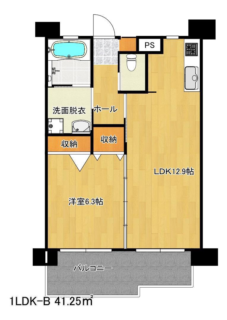 カーサSK(1LDK/4階)の間取り写真
