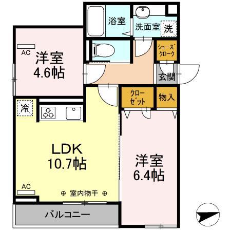 プラム清新一丁目(2LDK/3階)の間取り写真