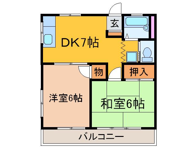 サンレジデンス(2DK/2階)の間取り写真