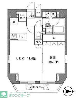 ラ・ヴィータ新御徒町(1LDK/8階)の間取り写真