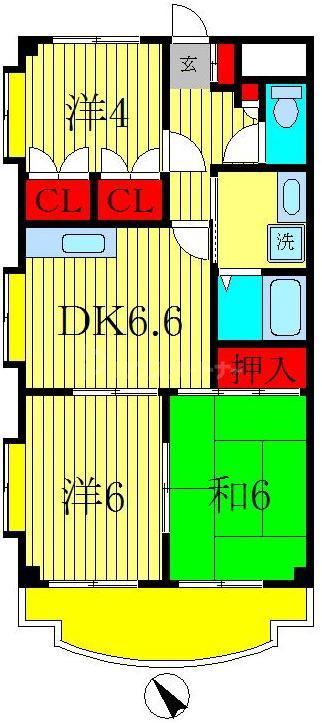 ジュネスメゾンドール(3DK/1階)の間取り写真