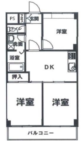 ブルームライフ市川(3DK/5階)の間取り写真