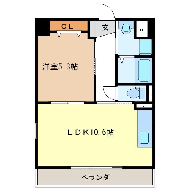 塔世西裏MSビル(1LDK/5階)の間取り写真