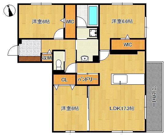 D-ROOM原町(3LDK/1階)の間取り写真