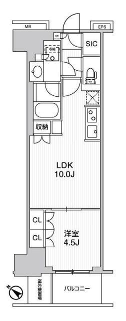 WORVE横浜伊勢佐木町(1LDK/9階)の間取り写真