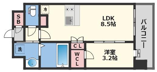 エスリードレジデンス都島ノース(1LDK/4階)の間取り写真