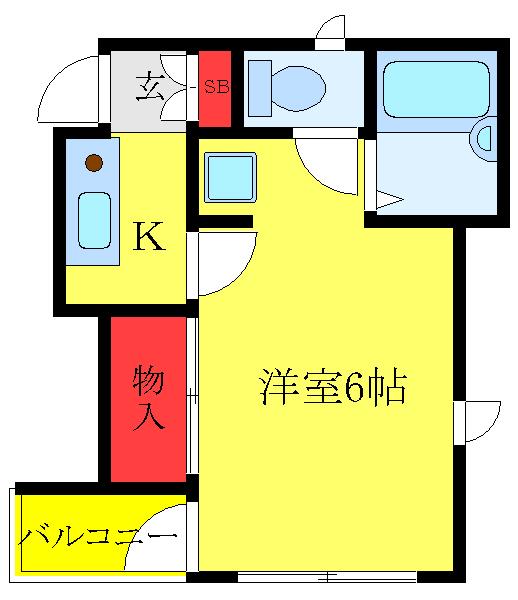 ボンシャンス(1K/2階)の間取り写真