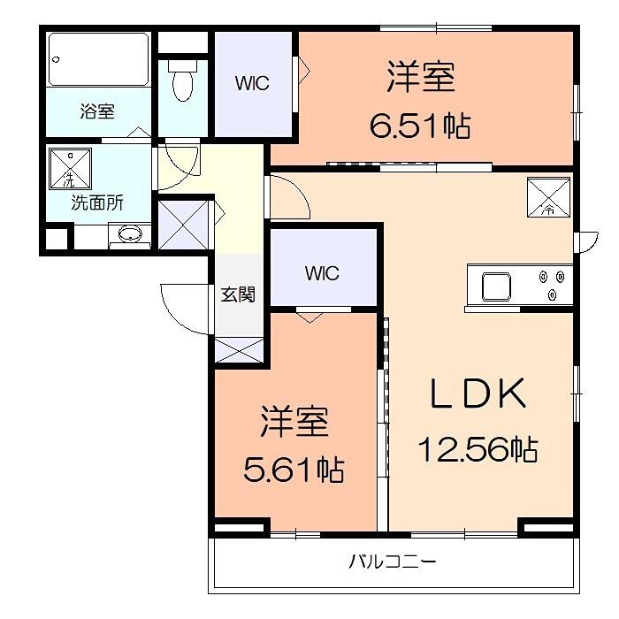 コート エスペランサ(2LDK/2階)の間取り写真