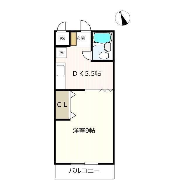 サントピアマンション(1DK/2階)の間取り写真