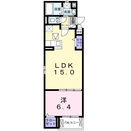 パーチェ MT(1LDK/1階)の間取り写真