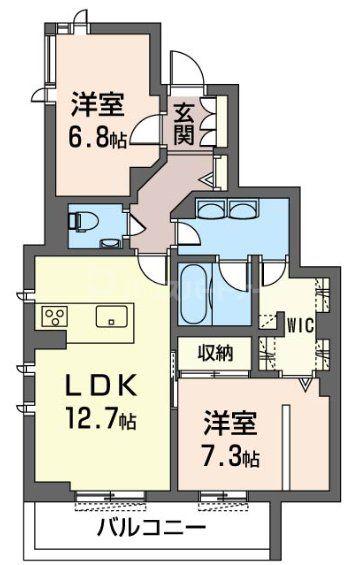 リッツ新宿(2LDK/4階)の間取り写真