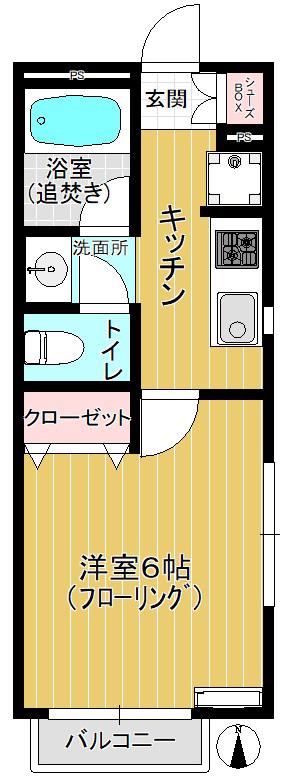 カーサ・フレエシア(1K/1階)の間取り写真