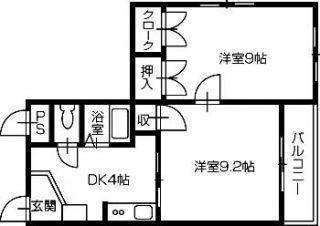 KSガーデン住吉(2DK/2階)の間取り写真
