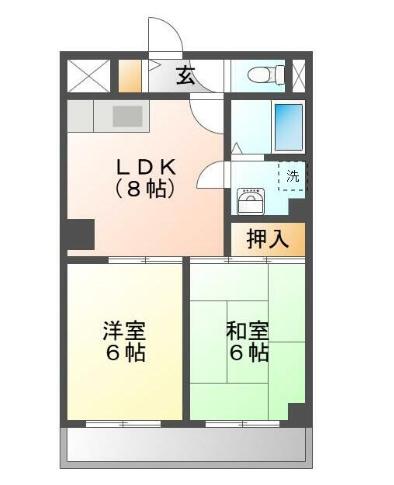 ブランマレー(2LDK/1階)の間取り写真