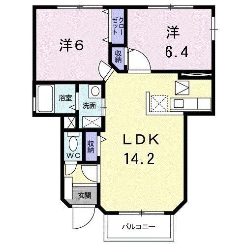 アンジュ・ミニョン(2LDK/1階)の間取り写真