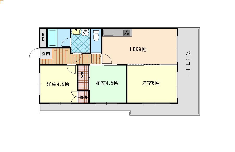 コスモ甲南町PARTII(3LDK/1階)の間取り写真