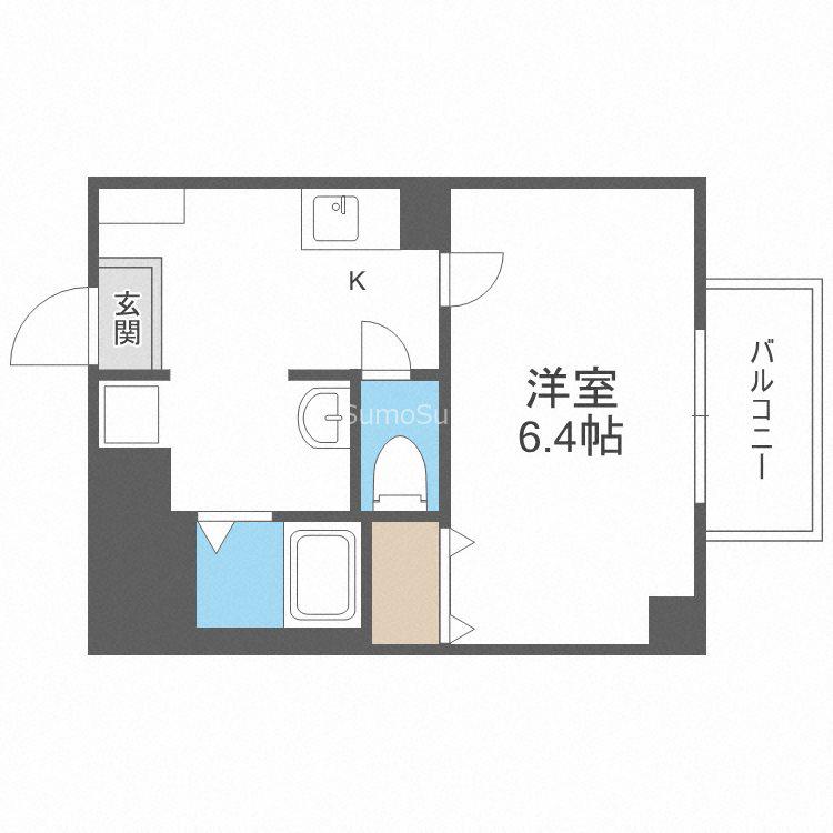 みおつくし西なんば(1K/6階)の間取り写真